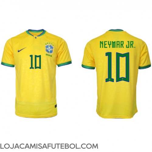Camisa de Futebol Brasil Neymar Jr #10 Equipamento Principal Mundo 2022 Manga Curta